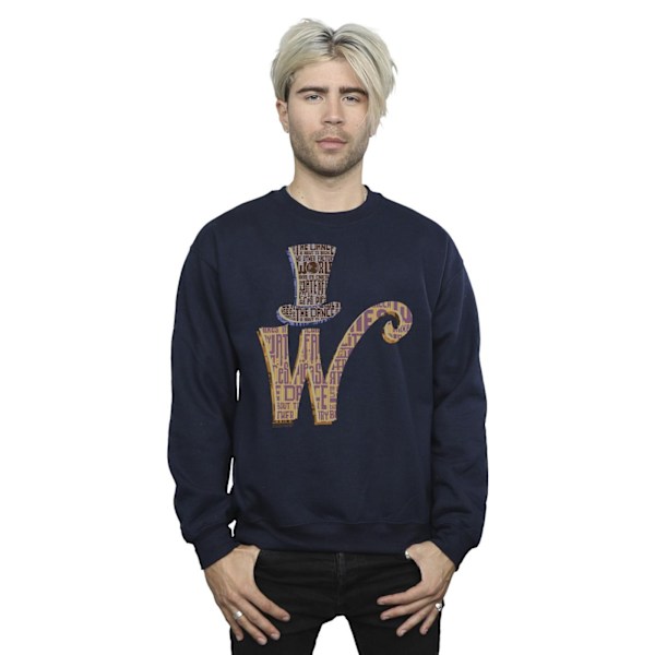 Willy Wonka Herr W Logotyp Hatt Sweatshirt 4XL Marinblå Navy Blue 4XL