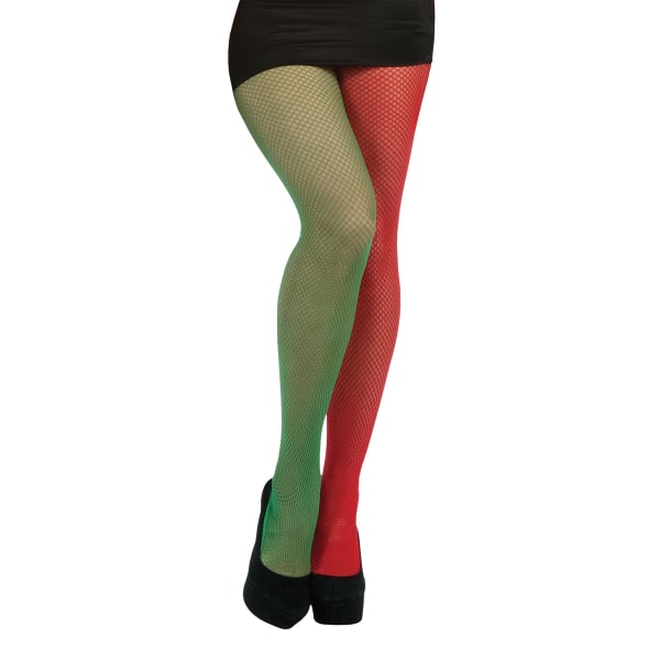 Bristol Novelty Unisex Adults Fishnet Tights One Size Green/Red Green/Red One Size