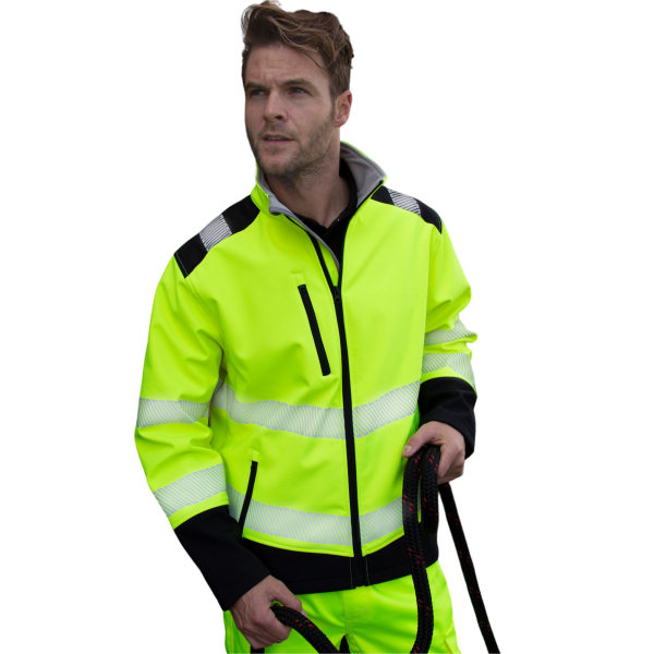SAFE-GUARD by Result Unisex Adult Ripstop Safety Soft Shell Jac Fluorescent Yellow/Black 4XL