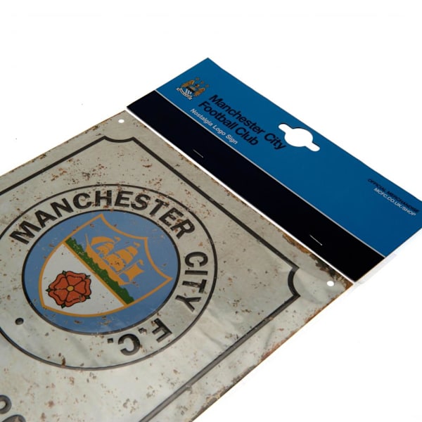 Manchester City FC Officiell Retro Logotyp Skylt One Size Vit White One Size