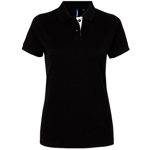Asquith & Fox Dam/Dam Short Sleeve Contrast Polo Shirt M Black/ White M