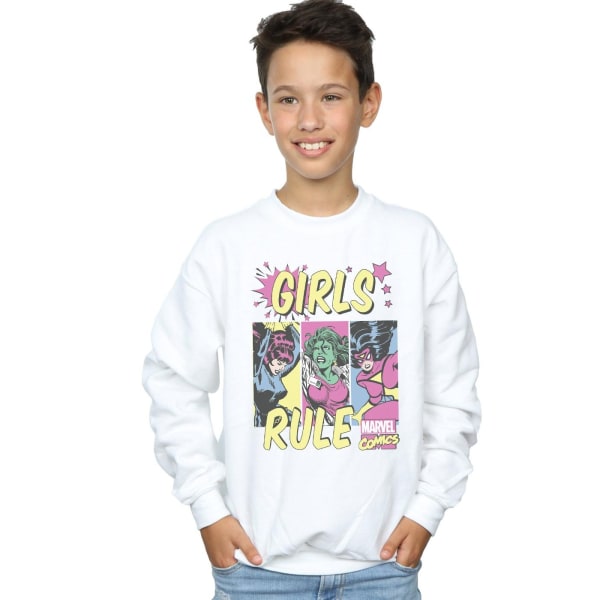 Marvel Comics Boys Girls Rule Sweatshirt 7-8 år Vit White 7-8 Years