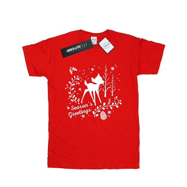 Disney Dam/Damer Bambi Julhälsningar Bomull Boyfriend Red XL