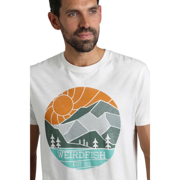 Weird Fish Herr Foothills Tryckt Ekologisk Bomulls T-shirt XXL Du Dusty White XXL