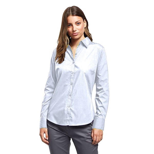 Premier Dam/Kvinnor Poplin Långärmad Blus 26 Ljusblå Light Blue 26