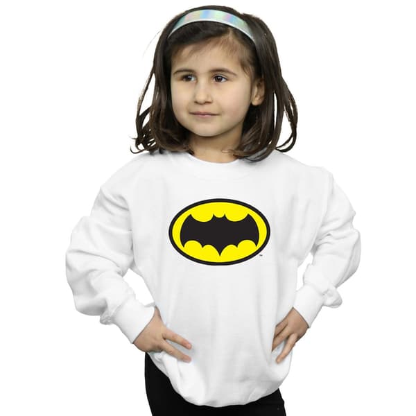 DC Comics Flickor Batman TV-serie Logotyp Tröja 7-8 År Vit White 7-8 Years