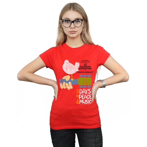 Woodstock Womens/Ladies Festival Poster Bomull T-Shirt L Röd Red L