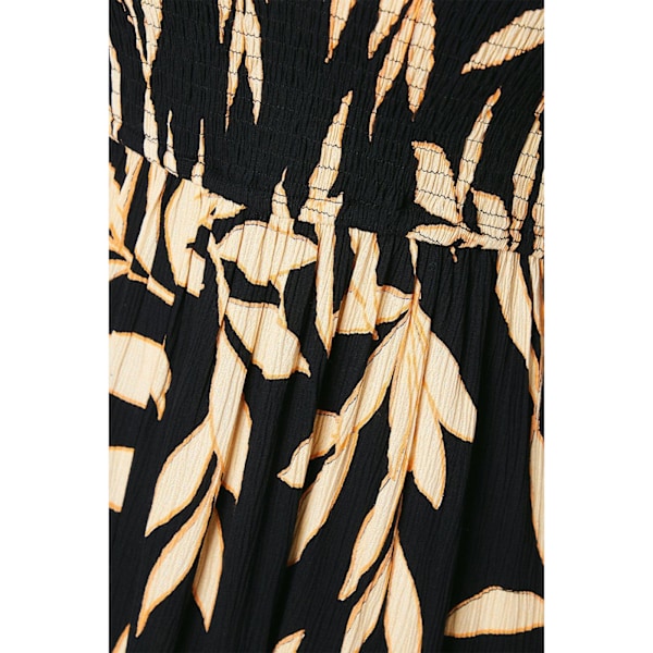 Principles Dam/Dam Leaf Print Shirred Midi Klänning 10 UK Bl Black 10 UK