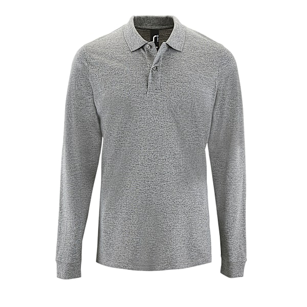 SOLS Herr Perfect Long Sleeve Pique Polo Shirt 2XL Gråmelerad Grey Marl 2XL