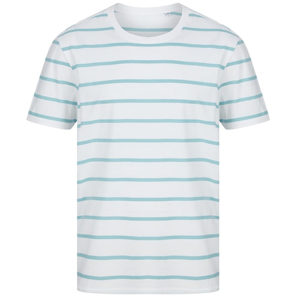 Front Row Unisex Randig T-shirt M Vit/Äggblå White/Duck Egg Blue M