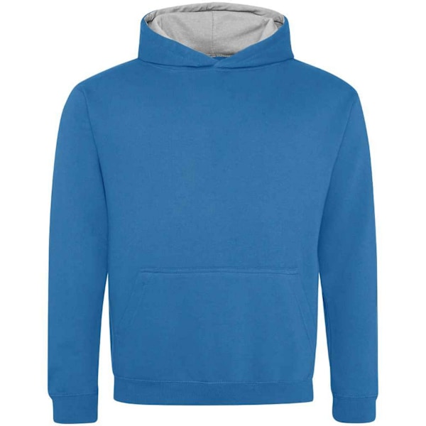 Awdis Barn/Barn Varsity Hoodie 9-10 År Safirblå/Heather Grey Sapphire Blue/Heather Grey 9-10 Years