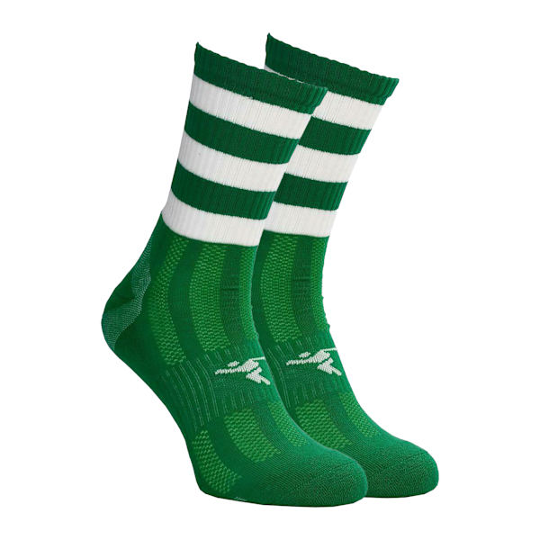 Precision Pro Hooped fotbollsstrumpor för barn/ungdomar 12 UK barn- Green/White 12 UK Child-2 UK