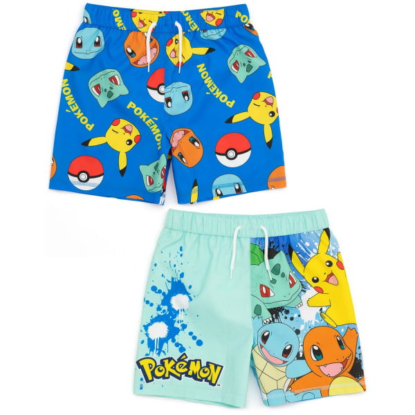 Pokemon badshorts för pojkar (2-pack) 9-10 år ljusblå/vibr Light Blue/Vibrant Blue 9-10 Years