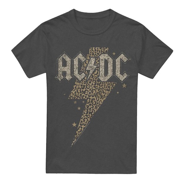AC/DC Unisex Vuxen Leopardtryck Bolt T-Shirt M Kolgrå Charcoal M