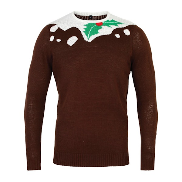 Christmas Shop Unisex Jultröja med Puddingdesign S Brun/Vit Brown/White S