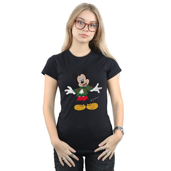 Disney Dam/Kvinnor Musse Pigg Jultröja Bomull T-shirt Black S