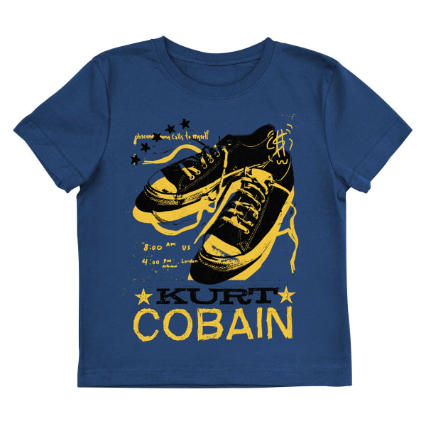 Kurt Cobain T-shirt i bomull för barn/barn 3-4 år Marinblå B Navy Blue 3-4 Years