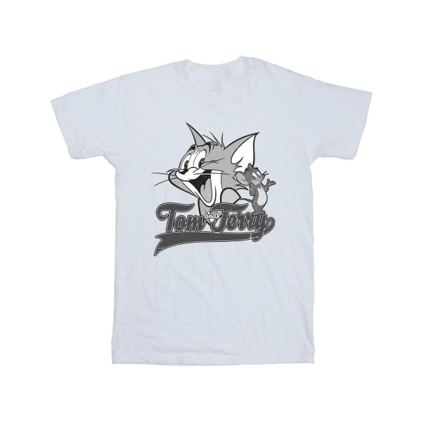 Tom And Jerry Girls Greyscale Square Bomull T-shirt 3-4 År W White 3-4 Years