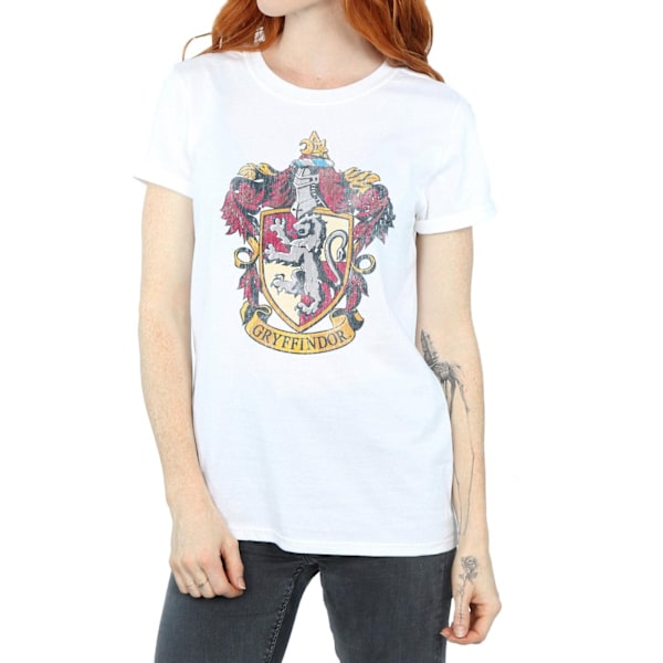 Harry Potter Dam/Kvinnor Gryffindor Distressed Crest Bomull B White S