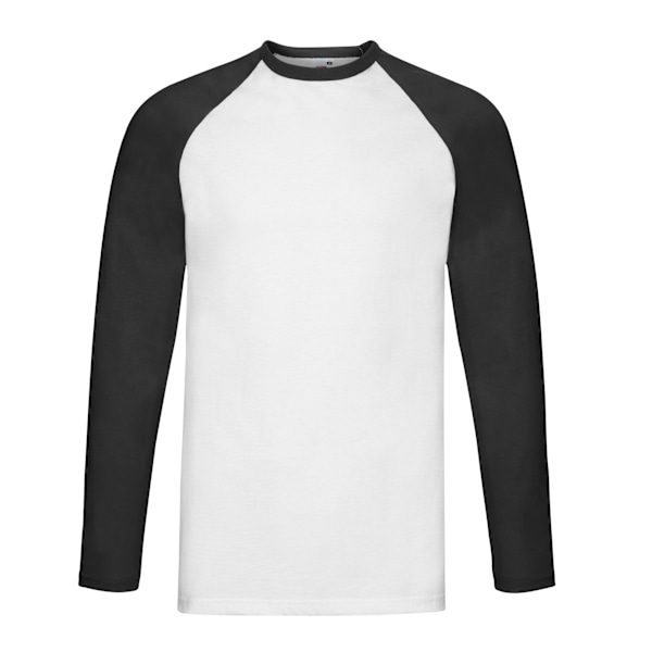 Fruit of the Loom herr långärmad baseball-t-shirt i kontrastfärg M White/Black M