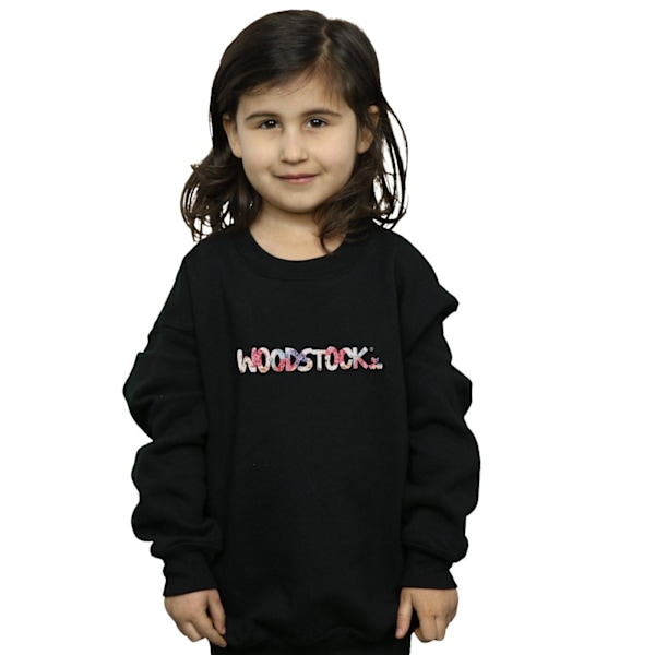 Woodstock Girls Logo Floral Sweatshirt 12-13 år Svart Black 12-13 Years