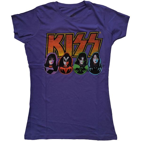 Kiss Dam/Damer Logo, Ansikten & Ikoner Bomull T-shirt M Lila Purple M