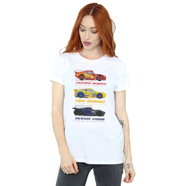 Disney Womens/Ladies Cars Racer Profile Bomull Boyfriend T-Shir White M