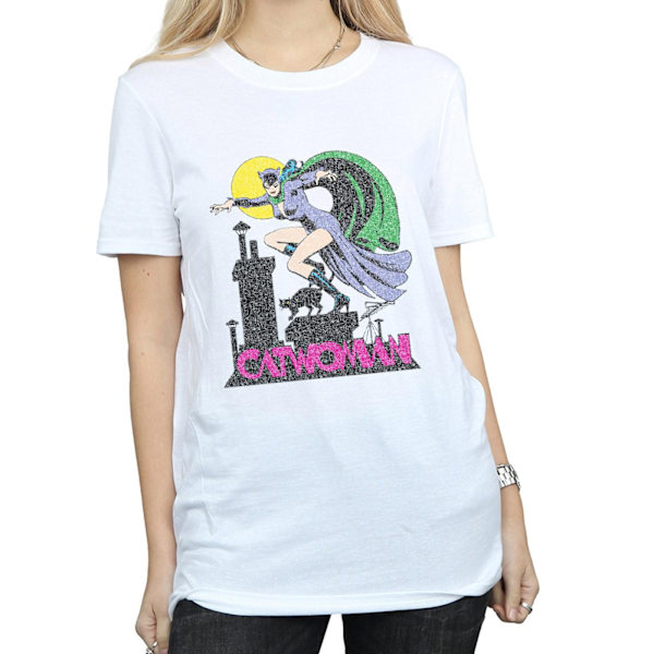 DC Comics Dam/Damer Catwoman Crackle Logo Bomull Boyfriend White L