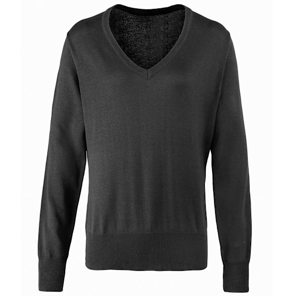 Premier Dam/Dam V-halsad stickad tröja / topp 8 Charcoal Charcoal 8