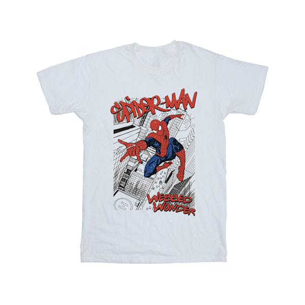 Marvel Girls Spider-Man Sketch City Bomull T-shirt 3-4 år Vit White 3-4 Years