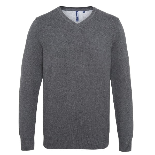 Asquith & Fox Mens Cotton Rich V-Neck Sweater S Charcoal Charcoal S