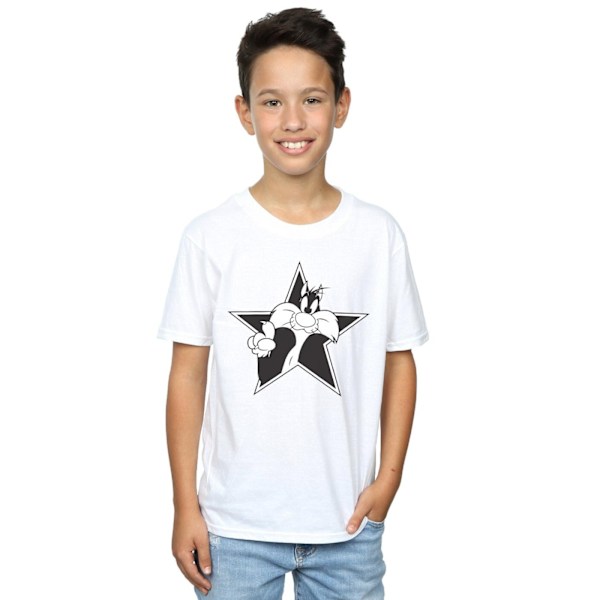 Looney Tunes Boys Sylvester Mono Star T-Shirt 12-13 år Vit White 12-13 Years