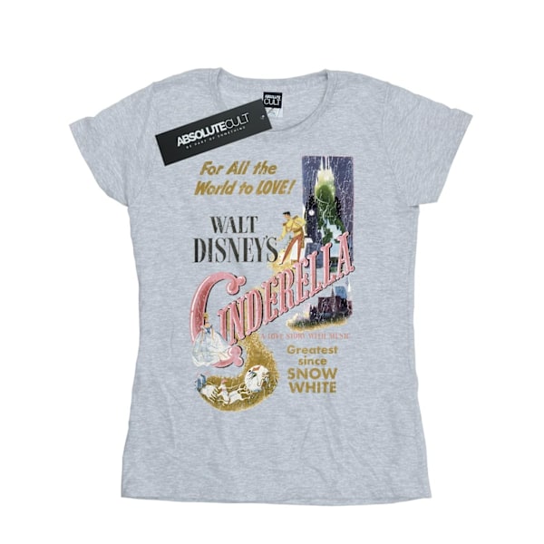 Disney Princess Dam/Damer Askungen Retro Poster Bomull T-shirt Heather Grey XS