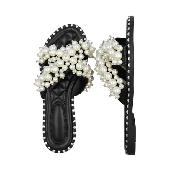 Where's That From Dam/Damer Iona Pearl Wide Flat Sliders 3 Black 3 UK Wide
