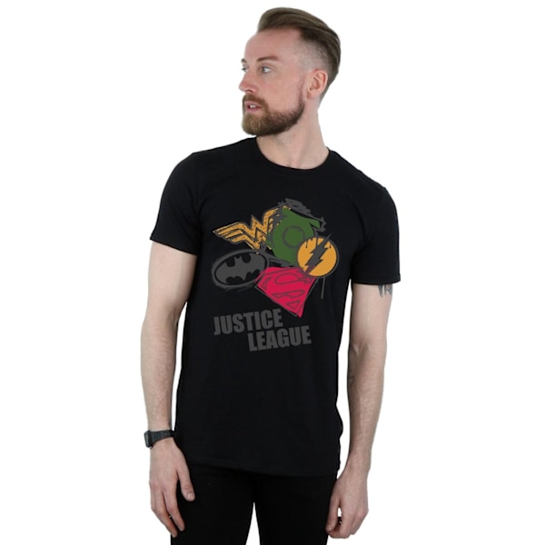 DC Comics Justice League Spray Logos T-shirt L Svart Black L