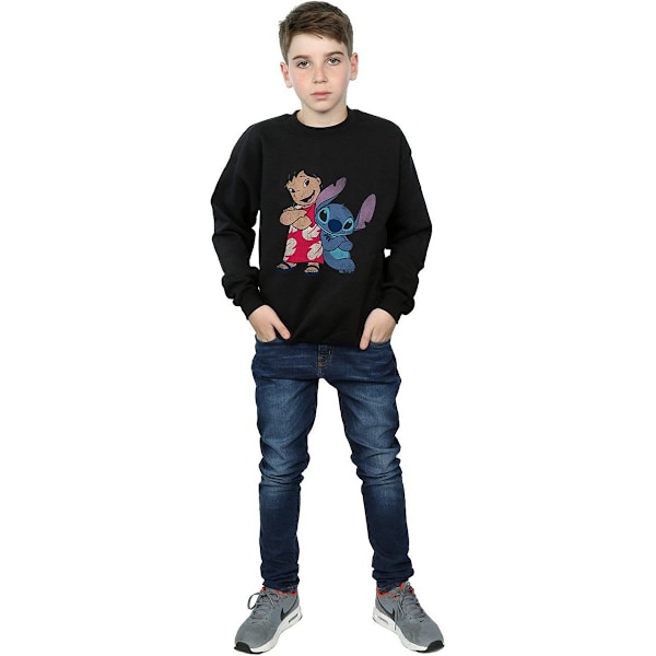 Lilo & Stitch Klassisk Sweatshirt för Pojkar 9-11 År Svart Black 9-11 Years