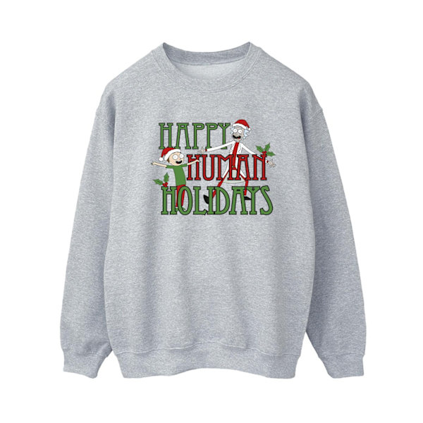 Rick And Morty Dam/Damer Happy Human Holidays Sweatshirt L Sports Grey L