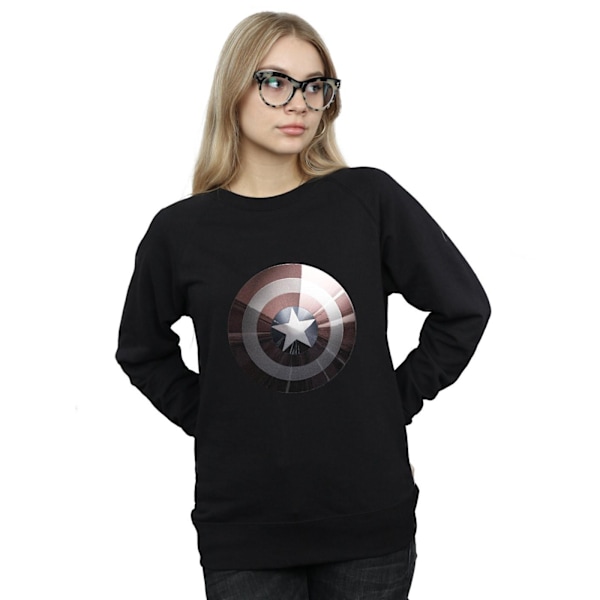 Marvel Dam/Damer Captain America Shield Shiny Sweatshirt L Black L