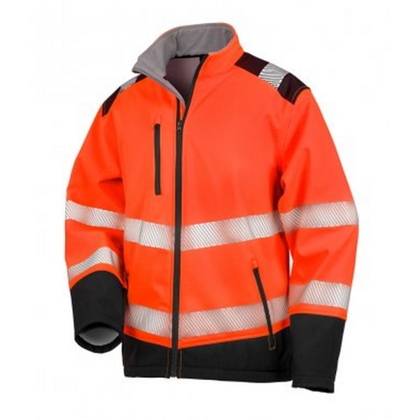 Resultat Vuxna Unisex Safe-Guard Ripstop Safety Soft Shell Jacke Fluorescent Orange/Black L
