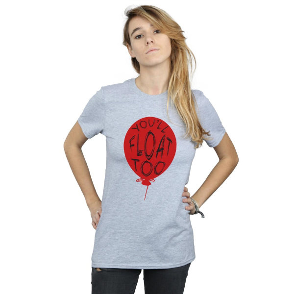 It Womens/Ladies Pennywise You´ll Float Too Cotton Boyfriend T- Sports Grey XL