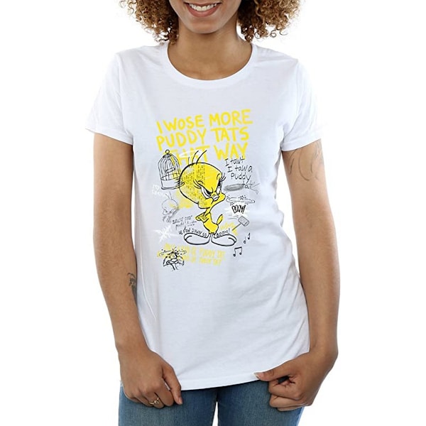 Looney Tunes Dam/Damer More Puddy Tats Tweety Bomull T-Shir White S