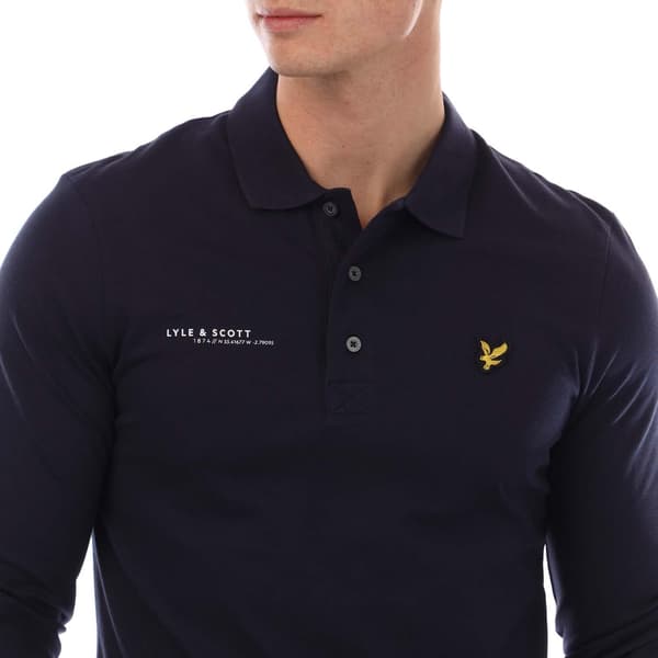 Lyle & Scott Herr Co-Ordinate Tryckt Långärmad Pikétröja S N Navy S