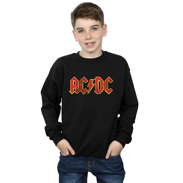 AC/DC Pojkar Distressed Logotyp Sweatshirt 7-8 År Svart Black 7-8 Years