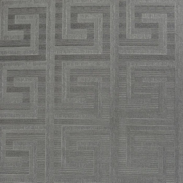 Arthouse Greek Key Foil Textured Wallpaper 10m x 53cm Gunmetal Gunmetal Grey 10m x 53cm