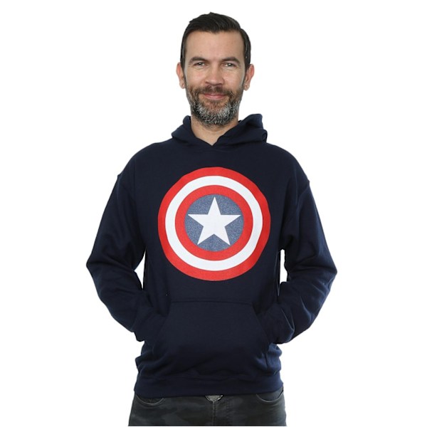 Marvel Herr Captain America Shield Hoodie S Marinblå Navy Blue S