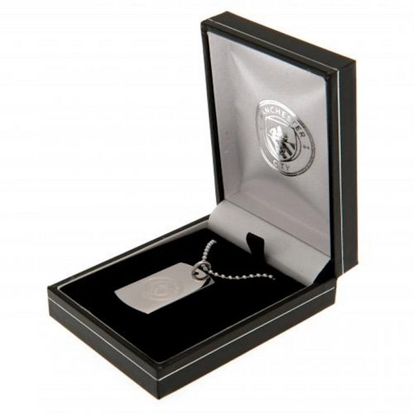 Manchester City FC graverad hundbricka och kedja One Size Silver Silver One Size