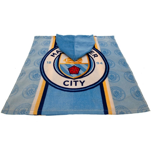 Manchester City FC Barn/Barn Crest Huva Handduk En Storlek S Sky Blue/White/Gold One Size