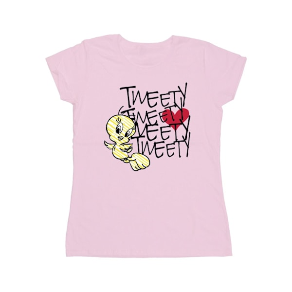 Looney Tunes Dam/Dam Tweety Love Heart Bomull T-shirt XXL Baby Pink XXL