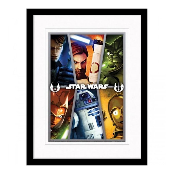 Star Wars: The Clone Wars Collage inramad affisch 40cm x 30cm Mul Multicoloured 40cm x 30cm