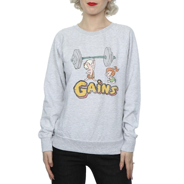 The Flintstones Dam/Damer Bam Bam Gains Distressed Sweatshirt Heather Grey L